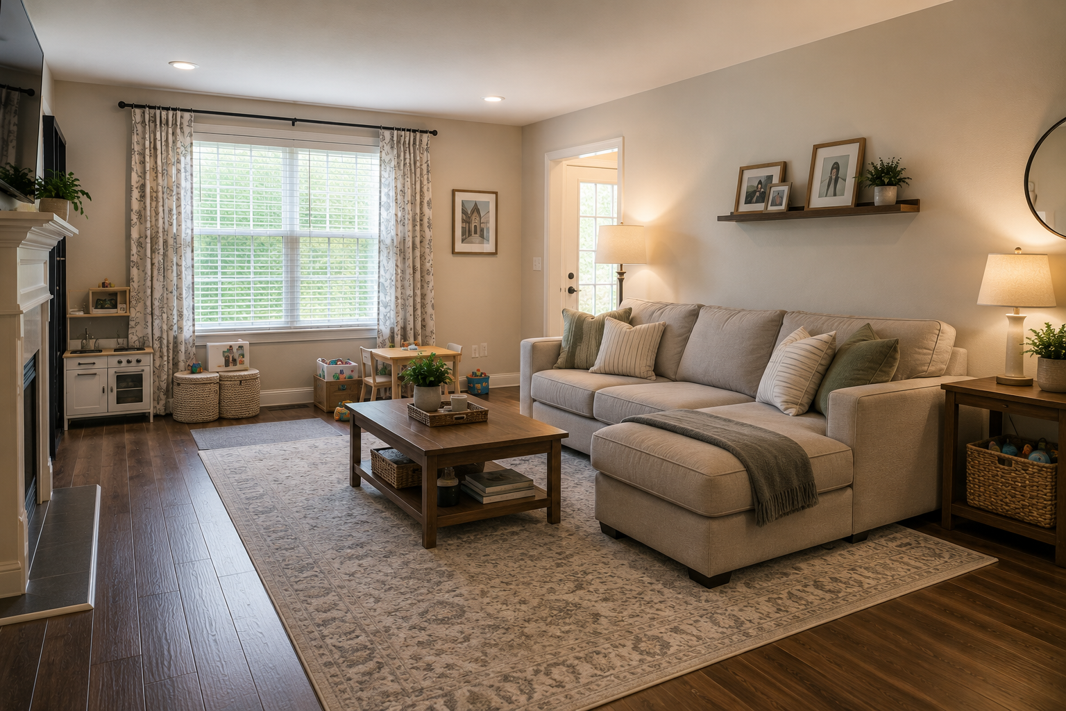 Cozy living room freshly cleaned and styled